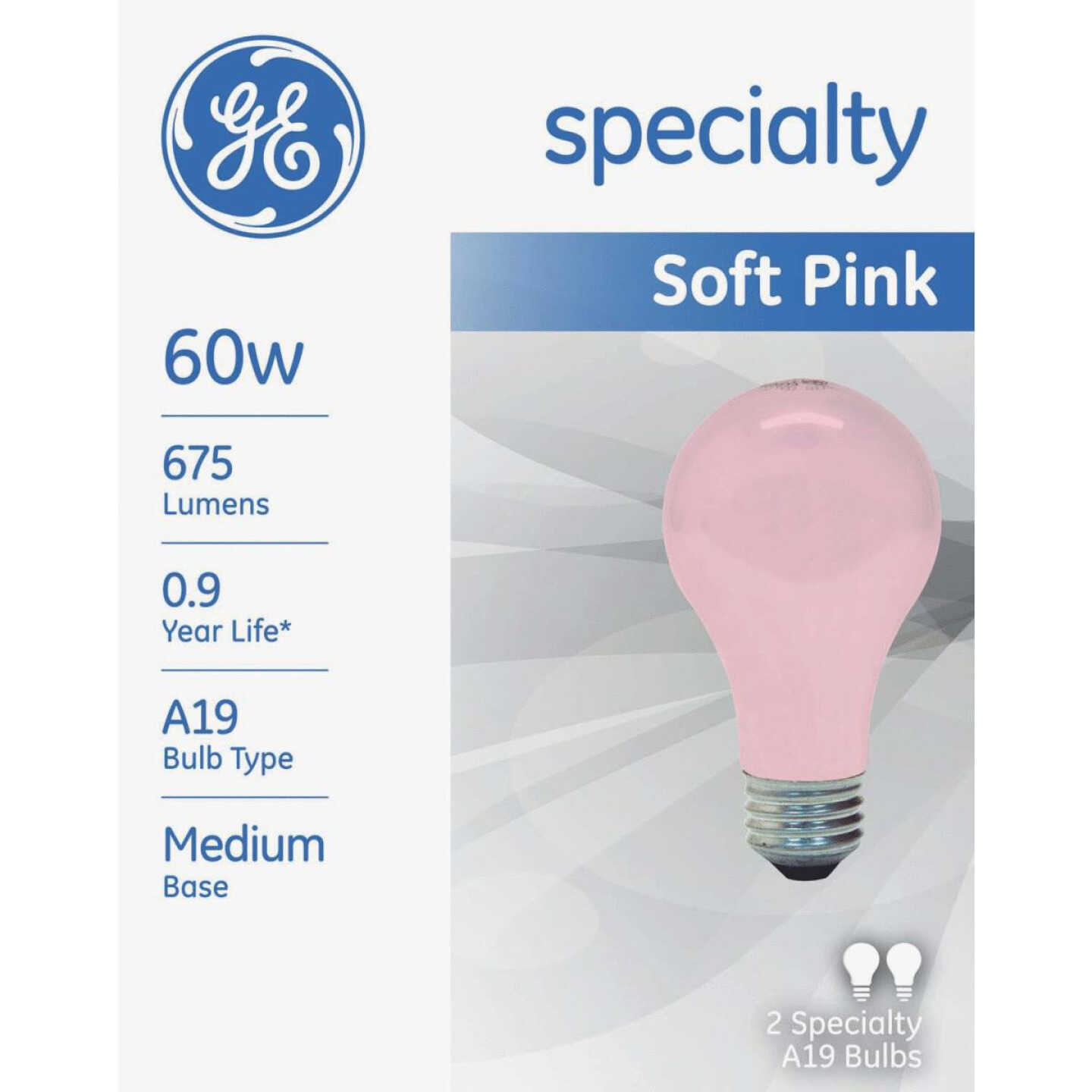 2PK 60W SOFT PINK BULB Image 1