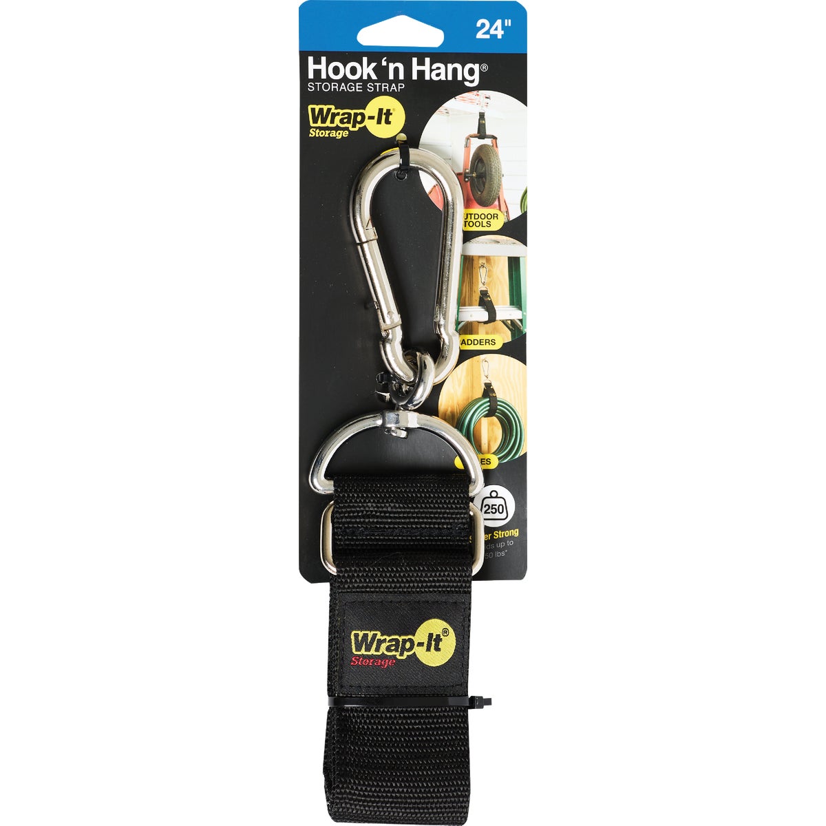 Wrap-It Storage Hook 'n Hang 24 In. x 2 In. Hanging Cinch Strap with Carabiner Image 7