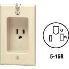 Leviton 15A Ivory Residential Grade 5-15R Single Clock Outlet Image 1
