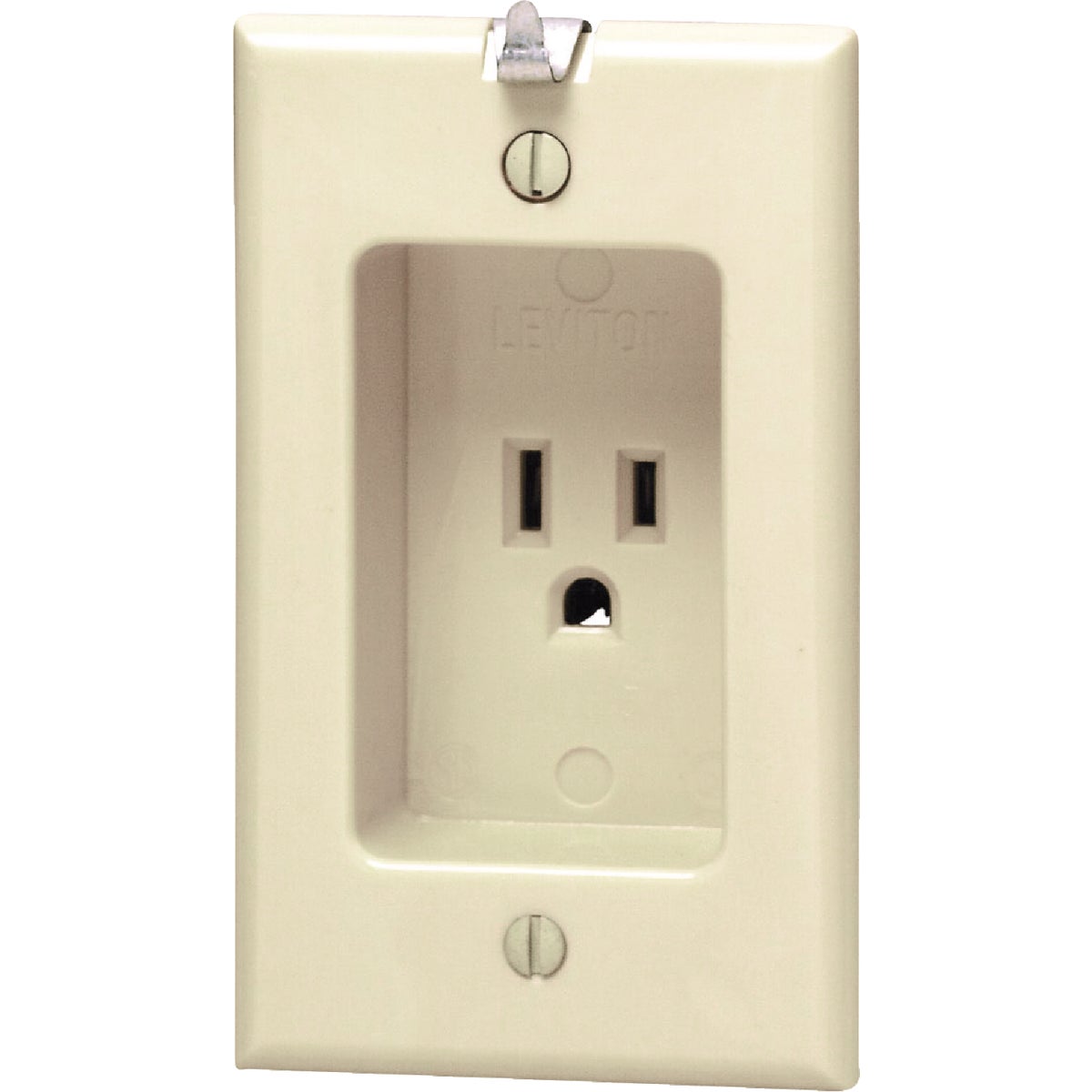 Leviton 15A Ivory Residential Grade 5-15R Single Clock Outlet Image 2