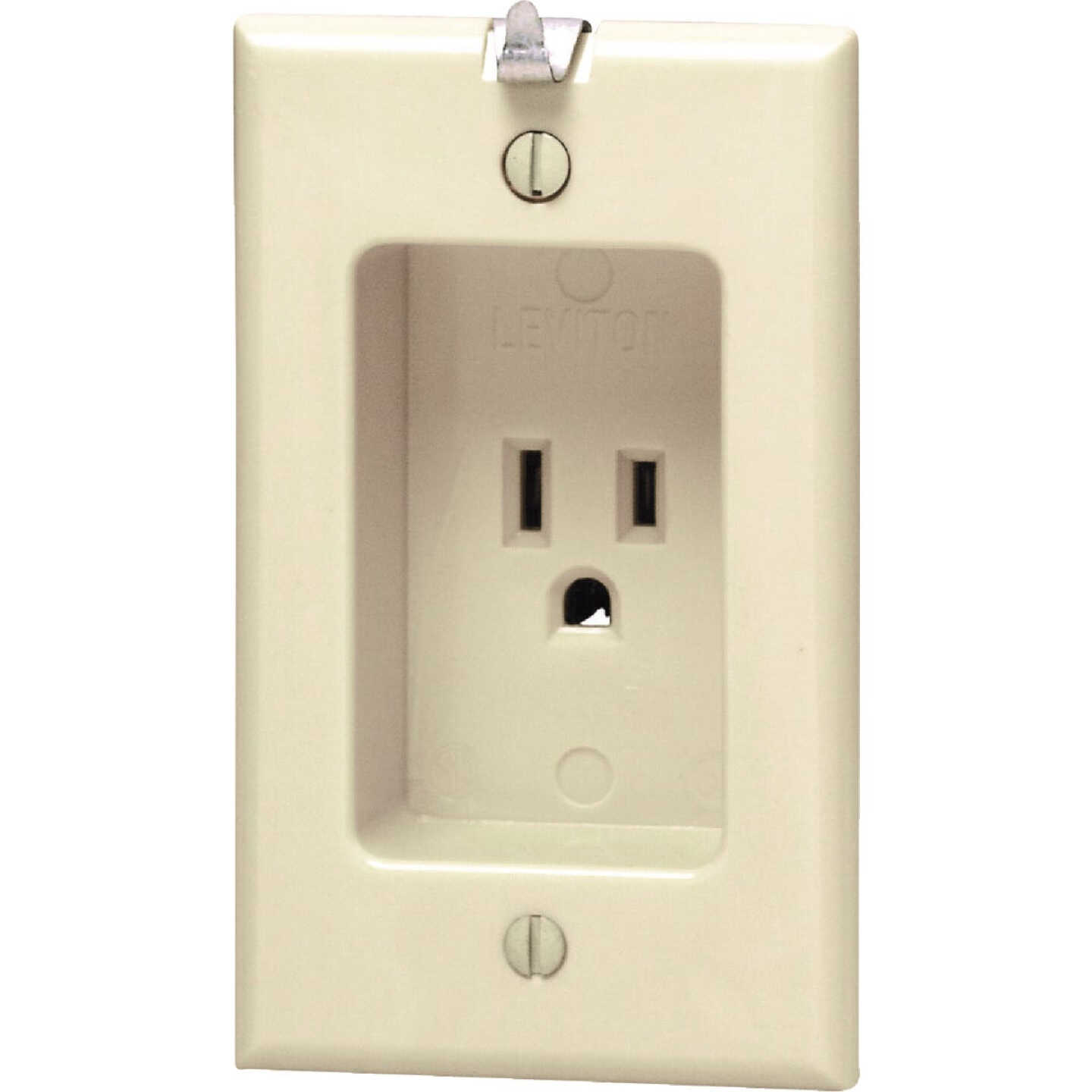 Leviton 15A Ivory Residential Grade 5-15R Single Clock Outlet Image 2
