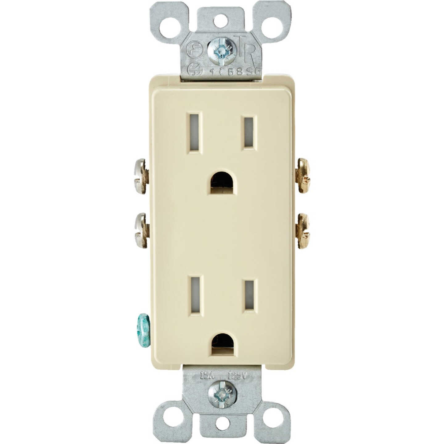 Leviton Decora 15A Ivory Tamper Resistant 5-15R Duplex Outlet Image 2