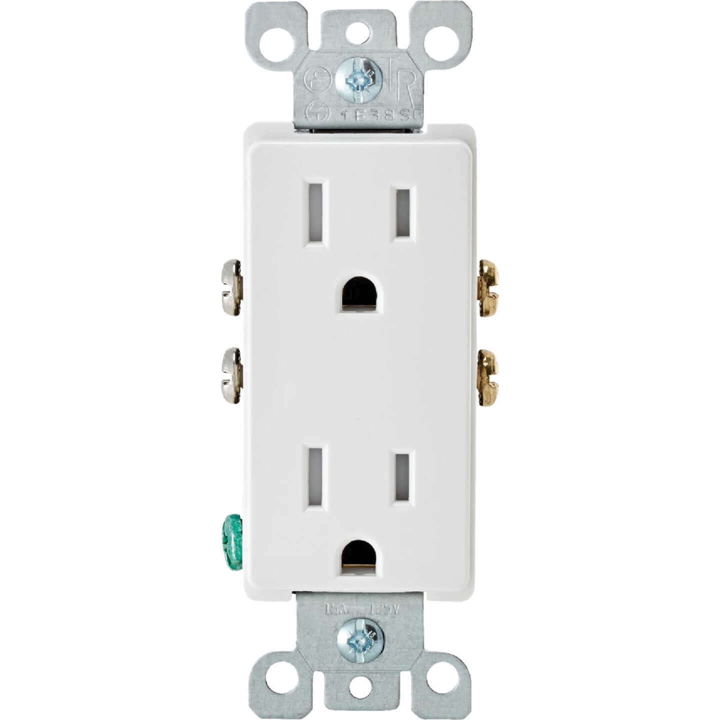 Leviton Decora 15A White Tamper Resistant 5-15R Duplex Outlet Image 2