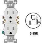 Leviton 15A White Tamper Resistant 5-15R Duplex Outlet Image 1