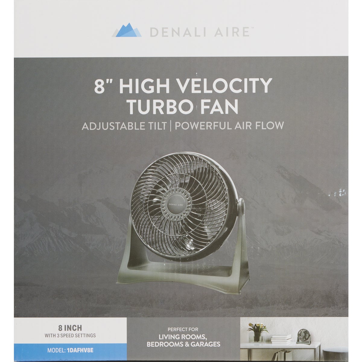 Denali Aire 8 In. 3-Speed Black High Velocity Turbo Fan Image 3