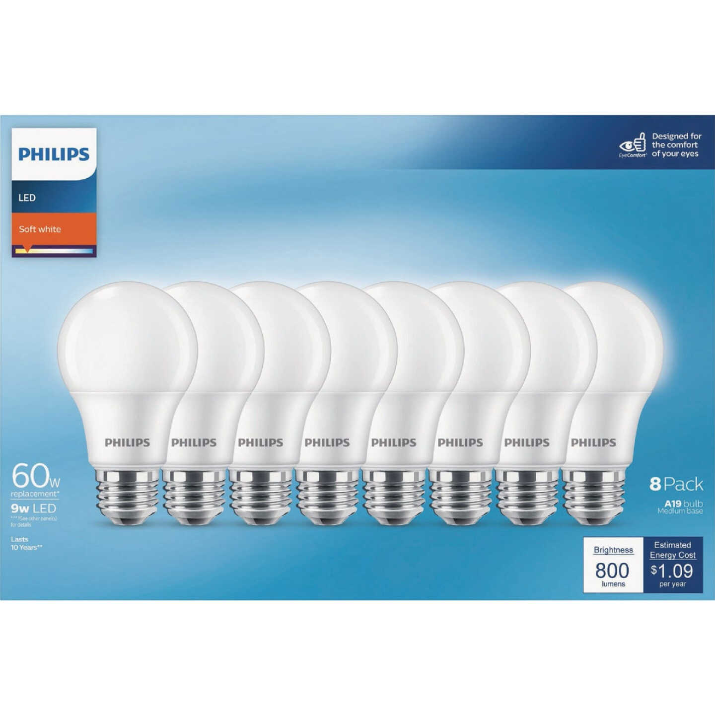 Philips 60W Equivalent Soft White A19 Medium LED Light Bulb (8-Pack) Image 2