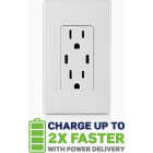 Leviton Decora 15A 125 Volt Tamper-Resistant 6A Type C/C Power Delivery USB In-Wall Charger Duplex Outlet Image 4