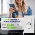Leviton Decora 15A 125 Volt Tamper-Resistant 6A Type C/C Power Delivery USB In-Wall Charger Duplex Outlet Image 2