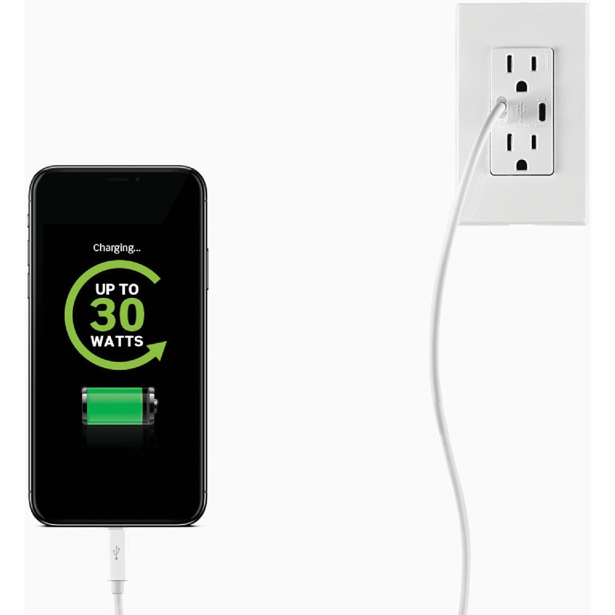 Leviton Decora 15A 125 Volt Tamper-Resistant 6A Type C/C Power Delivery USB In-Wall Charger Duplex Outlet Image 6