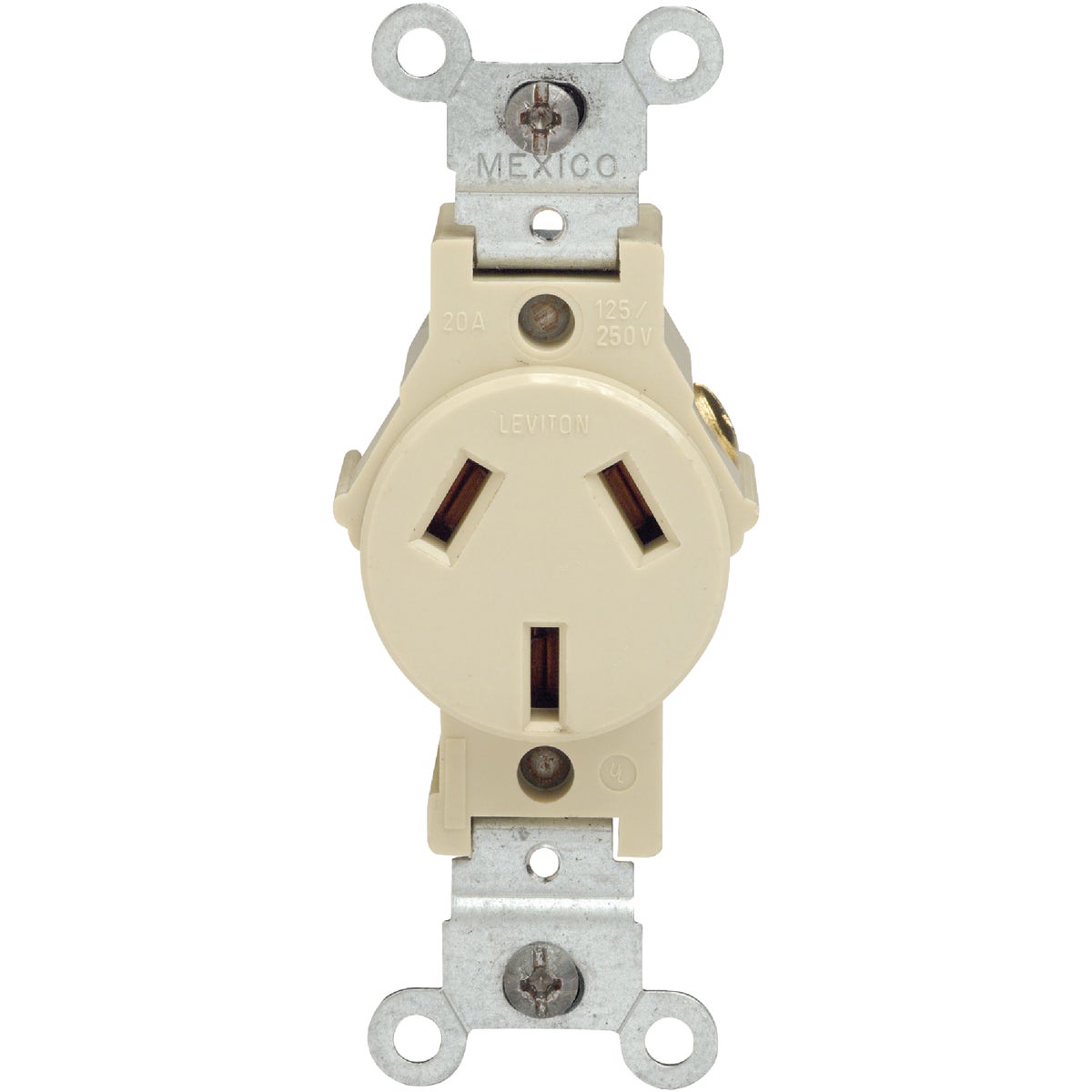 Leviton 20A Ivory Commercial Grade 10-20R Non-Grounding Single Outlet Image 2
