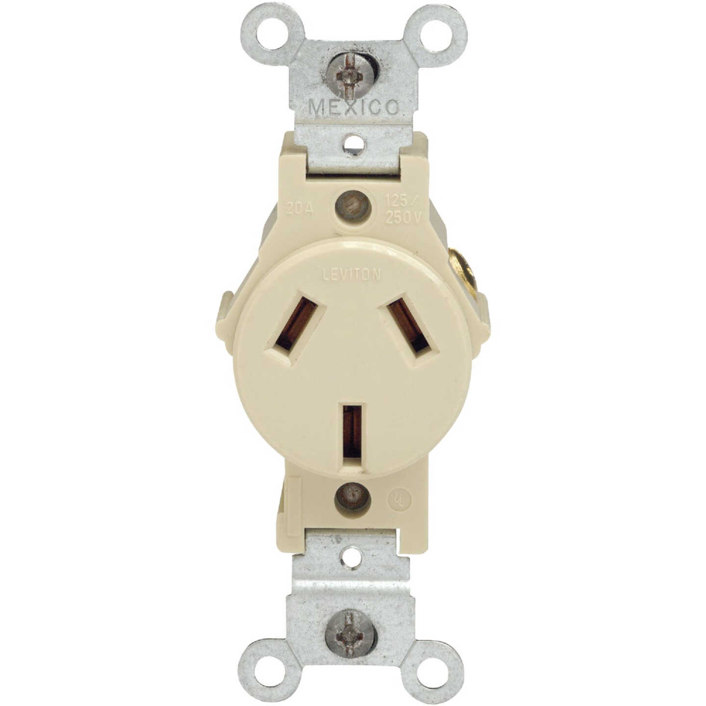 Leviton 20A Ivory Commercial Grade 10-20R Non-Grounding Single Outlet Image 2