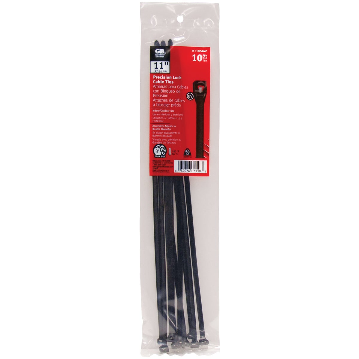 Gardner Bender Precision Lock 11 In. Black Nylon Metal Pawl Cable Tie (10-Pack) Image 2
