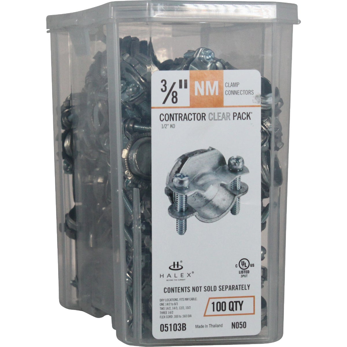 Halex 3/8 In. Die Cast-Zinc Clamp 10/3 Wire Size Box Connector (100-Pack)