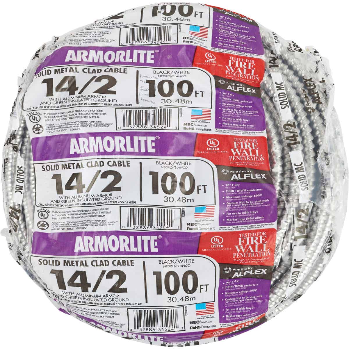Southwire 100 Ft. 14/2 MC Armored Cable Electrical Wire Image 2