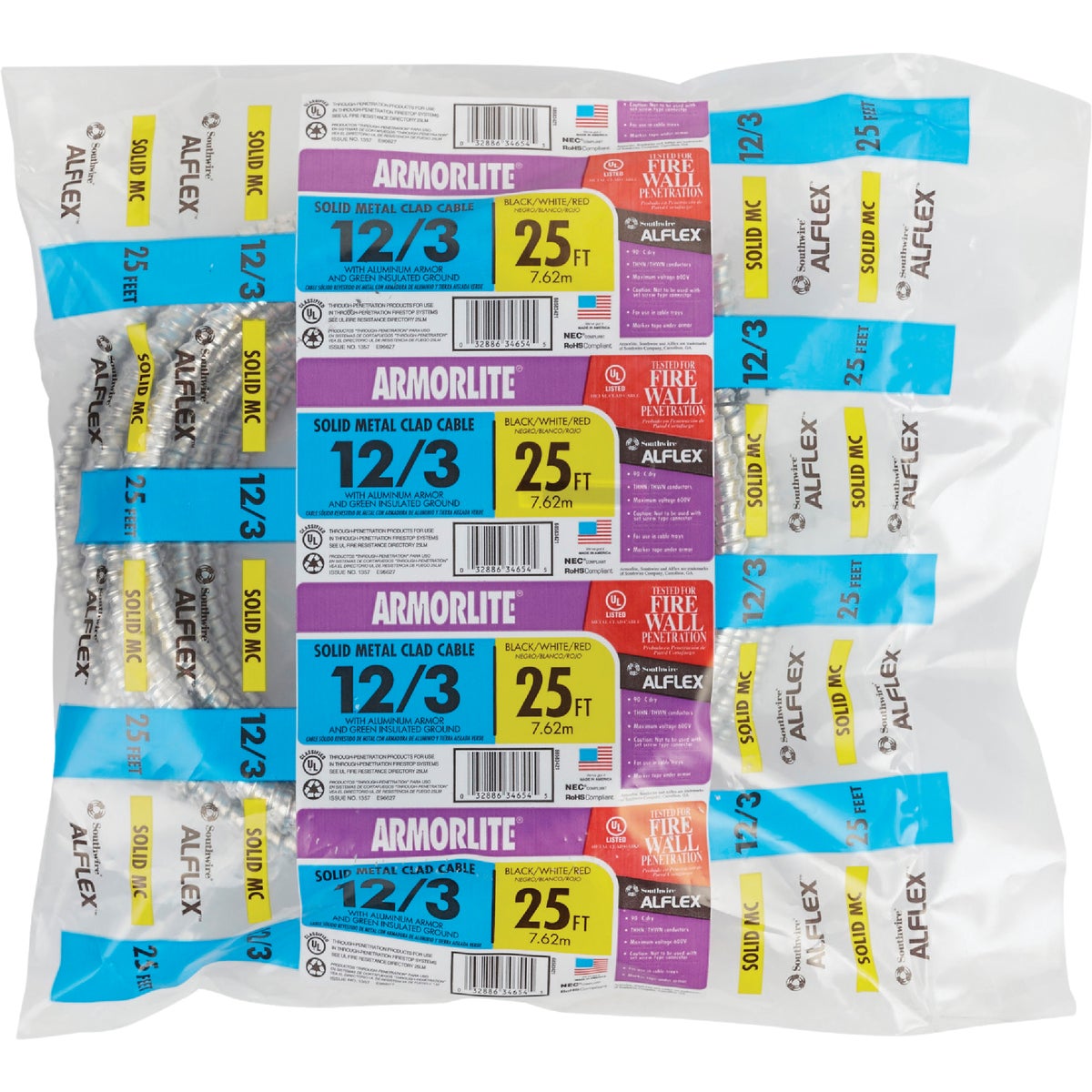 Southwire 25 Ft. 12/3 MC Armored Cable Electrical Wire Image 2