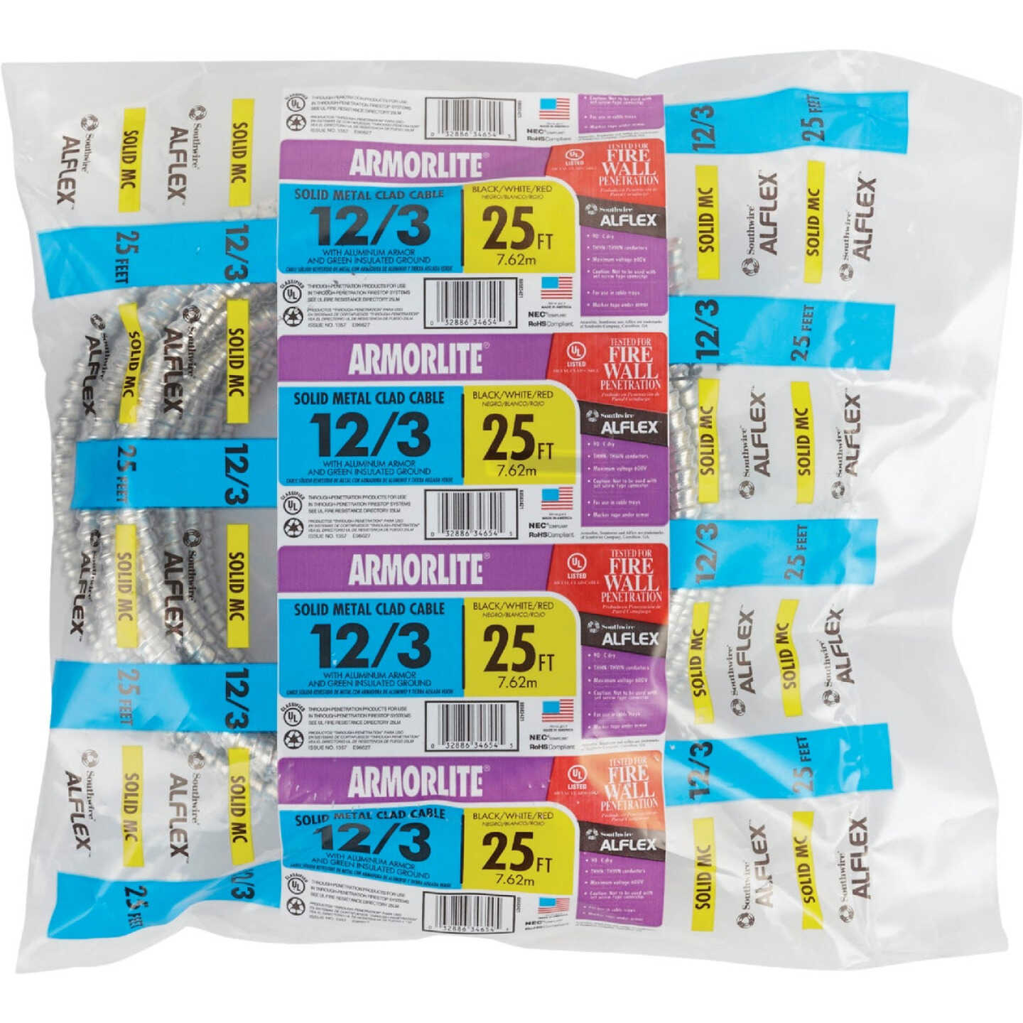 Southwire 25 Ft. 12/3 MC Armored Cable Electrical Wire Image 2