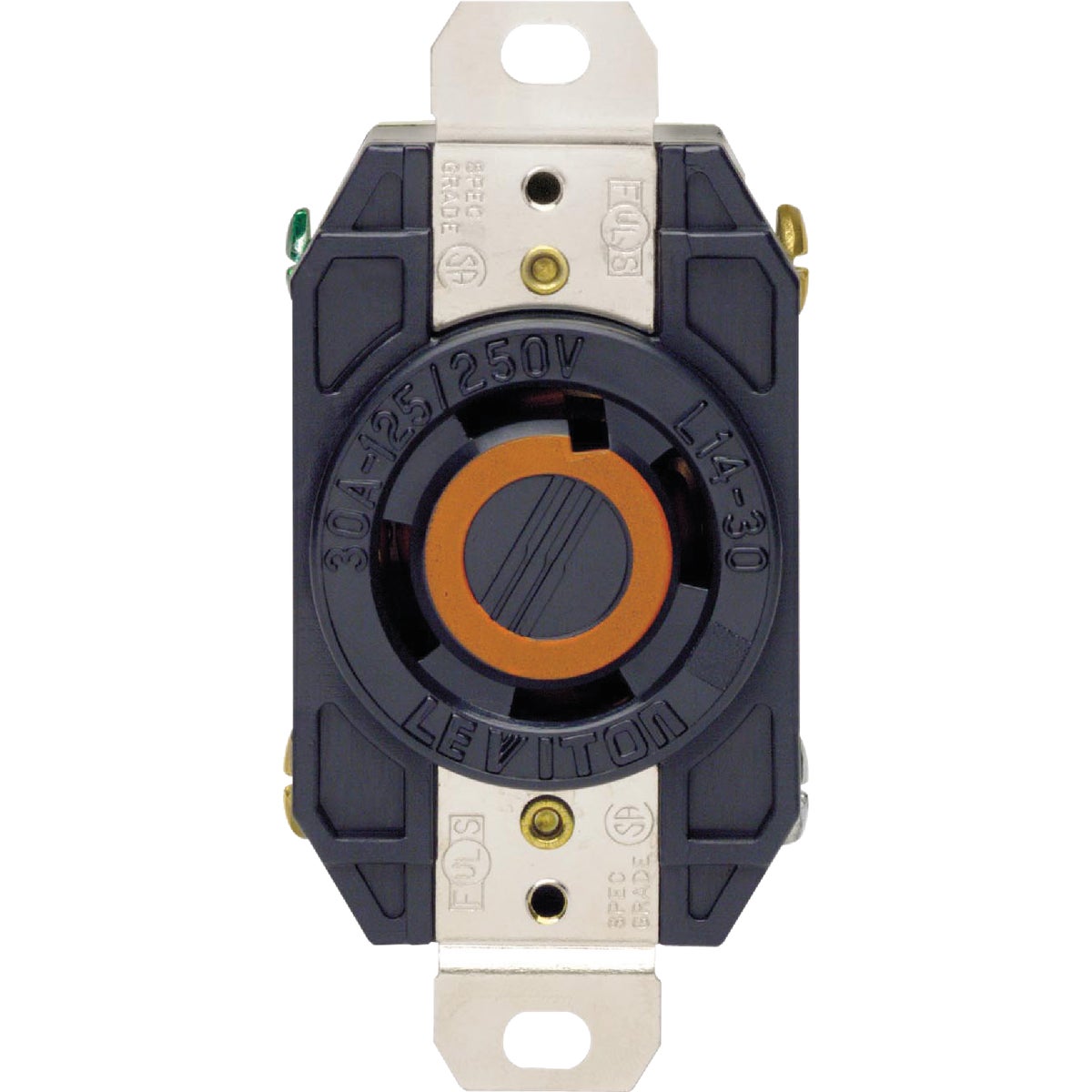 Leviton 30A 125V/250V Black Industrial Grade L14-30R Locking Outlet Receptacle Image 2