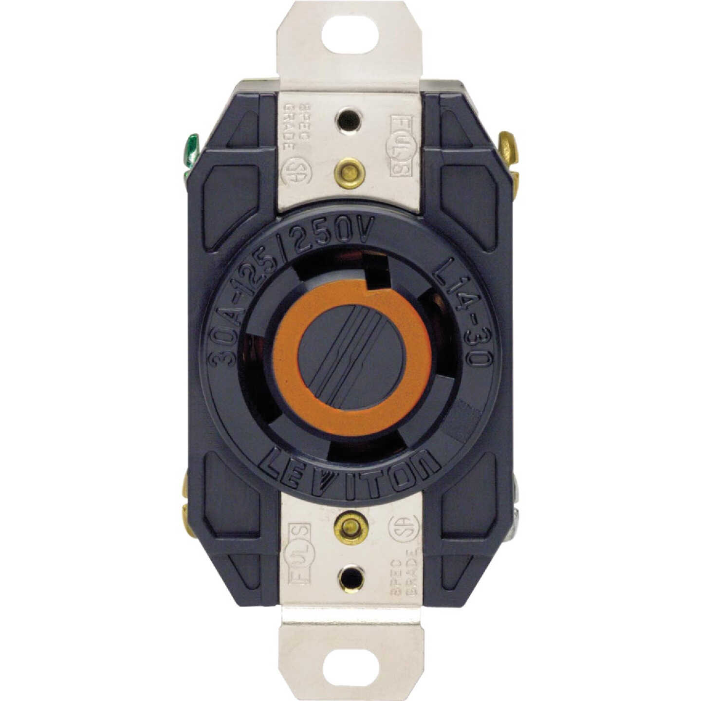 Leviton 30A 125V/250V Black Industrial Grade L14-30R Locking Outlet Receptacle Image 2