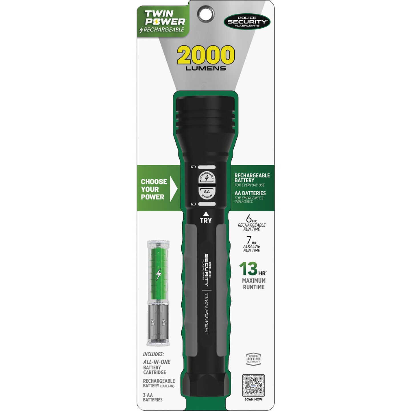 Police Security Twin Power 2000 Lm. LED Flashlight Image 4