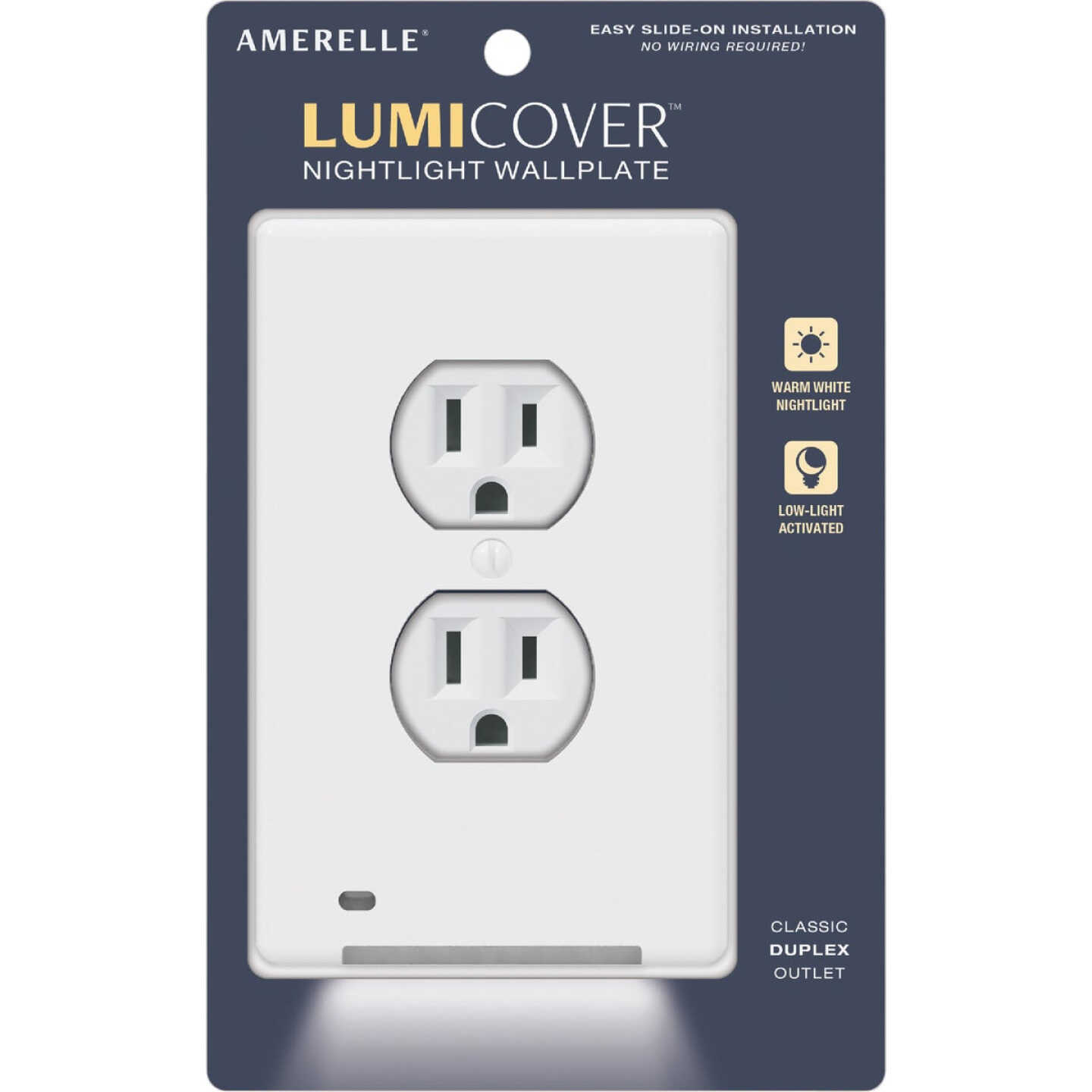 Westek LumiCover 1-Gang Plastic Nightlight Outlet Wall Plate, White Image 2