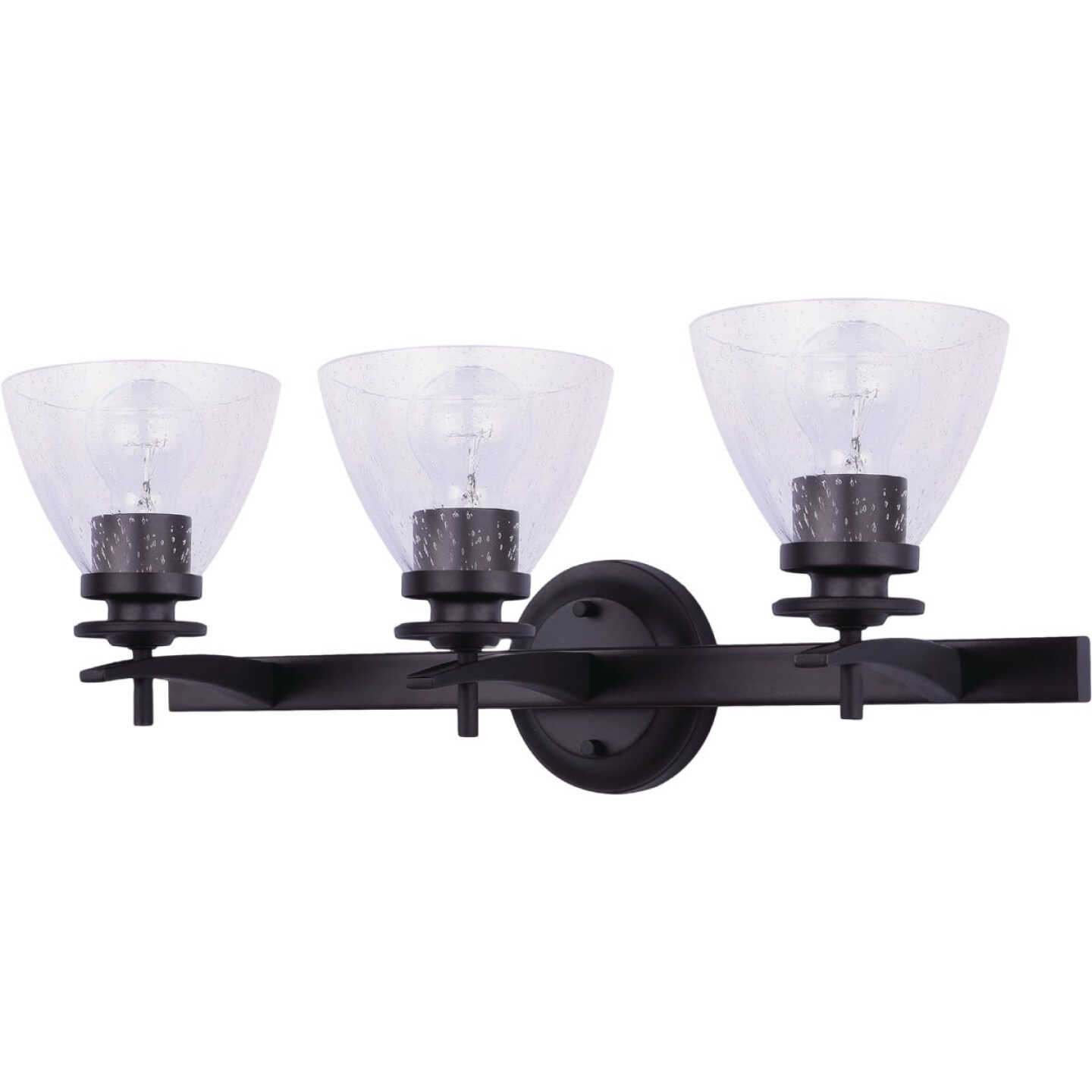 Home Impressions 3-Bulb Oil Rubbed Bronze Vanity Bath Light Fixture, Seeded Glass Image 1