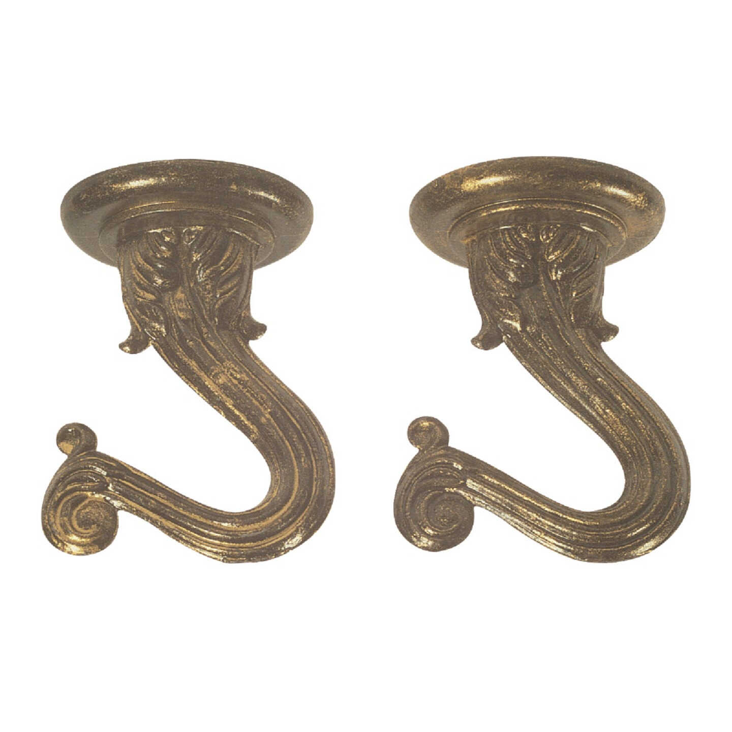Westinghouse 1-1/2 In. Antique Brass Steel Swag Hook (2-Pack) Image 1