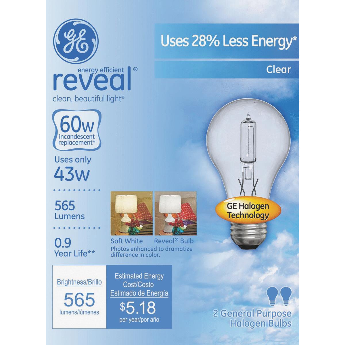 43W RVL CLR HALOGEN BULB