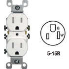 Leviton 15A White Tamper & Weather Resistant Residential Grade 5-15R Duplex Outlet Image 1