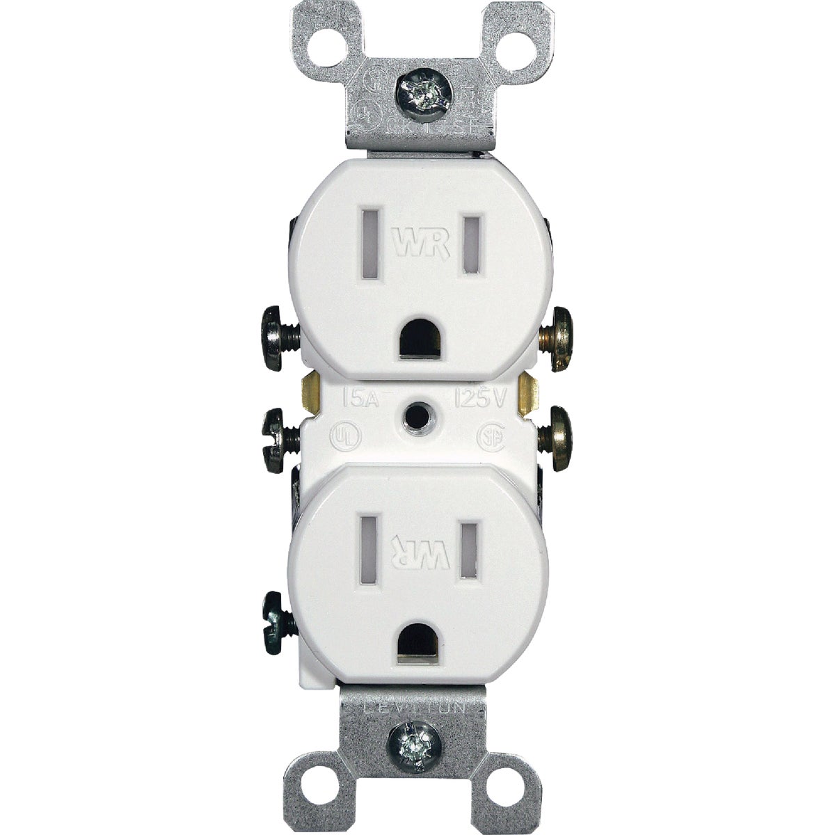 Leviton 15A White Tamper & Weather Resistant Residential Grade 5-15R Duplex Outlet Image 2