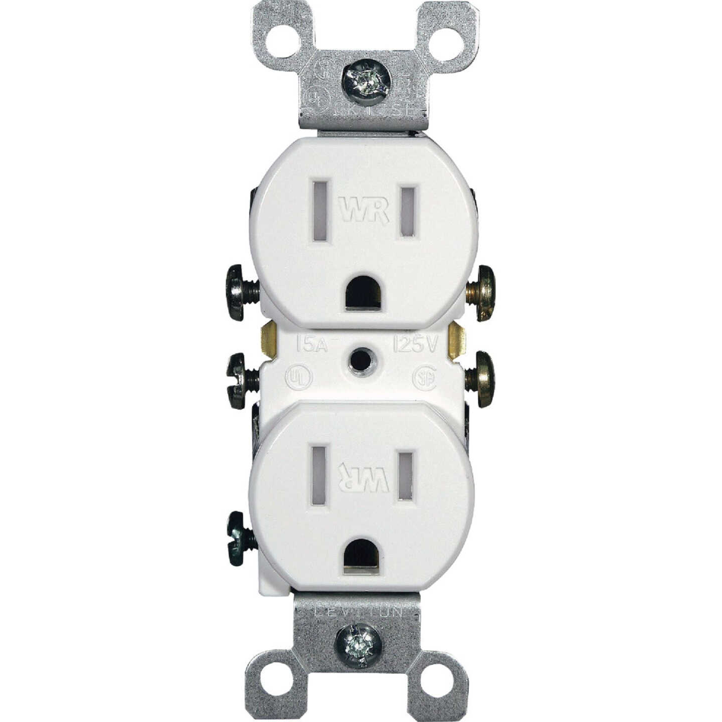 Leviton 15A White Tamper & Weather Resistant Residential Grade 5-15R Duplex Outlet Image 2