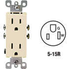Leviton Decora 15A Ivory Residential Grade 5-15R Duplex Outlet Image 1