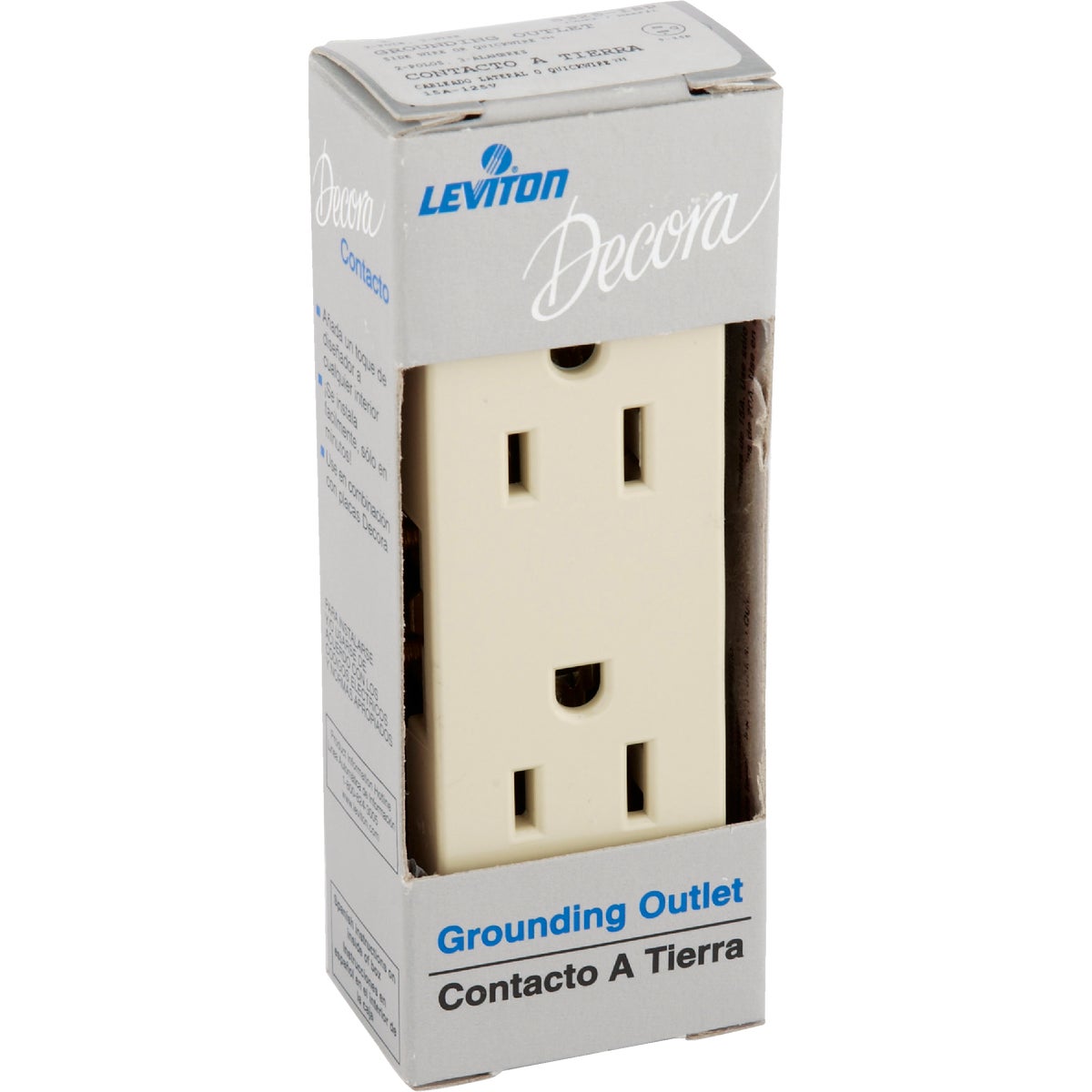 Leviton Decora 15A Ivory Residential Grade 5-15R Duplex Outlet Image 2