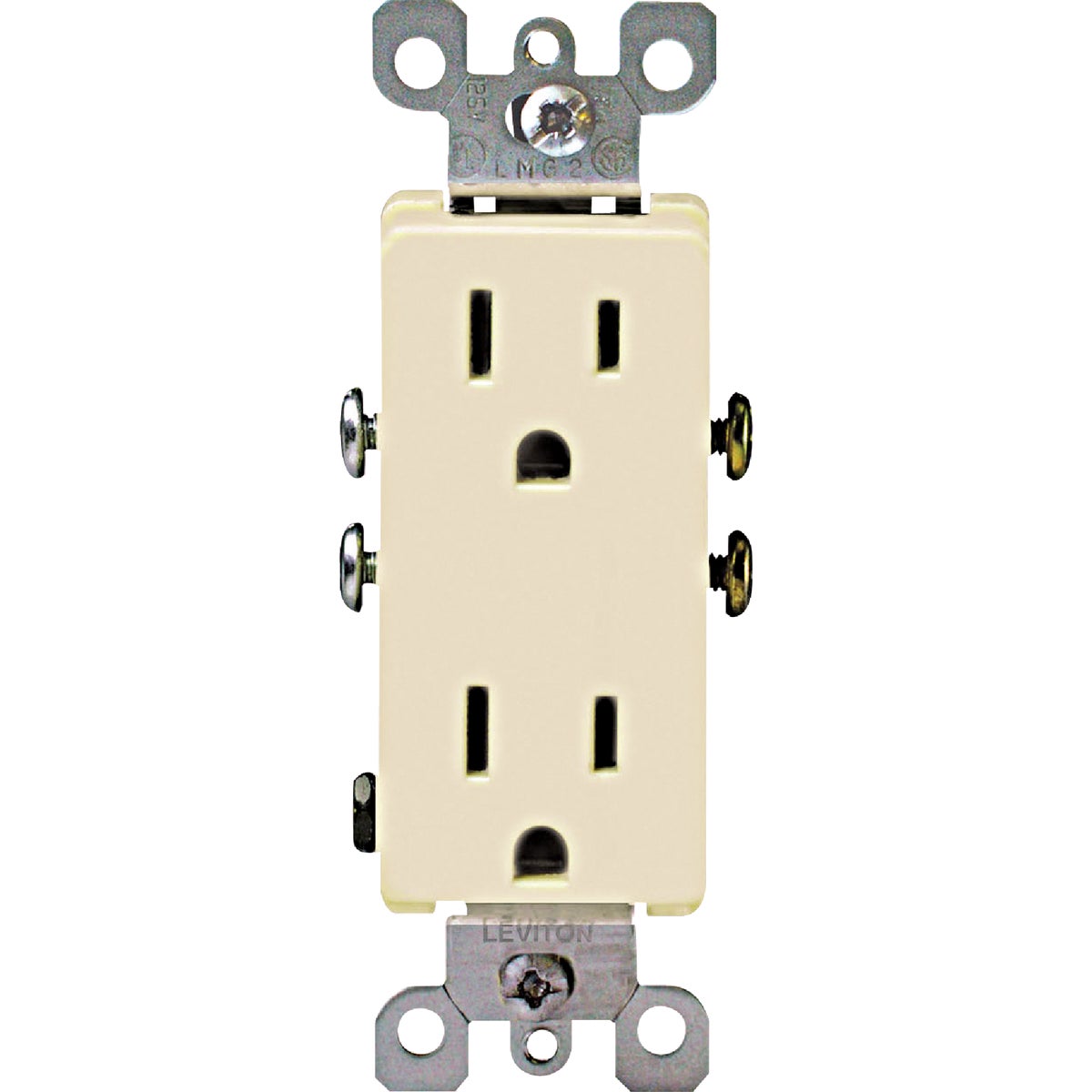 Leviton Decora 15A Ivory Residential Grade 5-15R Duplex Outlet Image 4