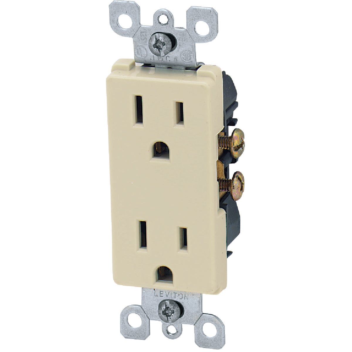Leviton Decora 15A Ivory Residential Grade 5-15R Duplex Outlet Image 3