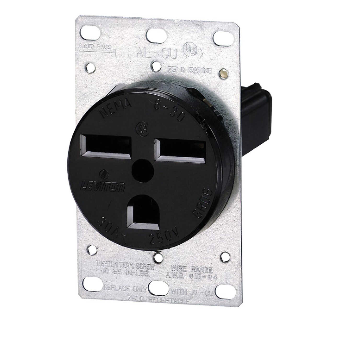 Leviton 30A Flush Mount Black 6-30R Power Outlet Image 2