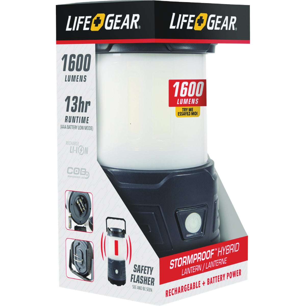 Life Gear Storm Proof USB Rechargeable/3AA Multi Mode Hybrid Lantern