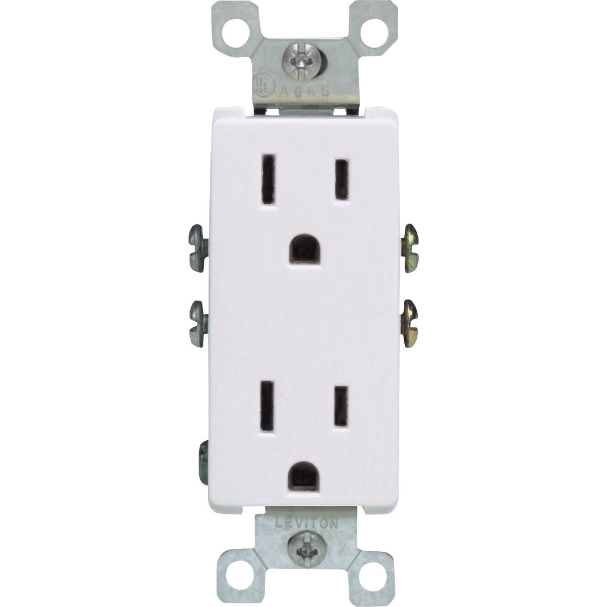 Leviton Decora 15A White Residential Grade 5-15R Duplex Outlet Image 5