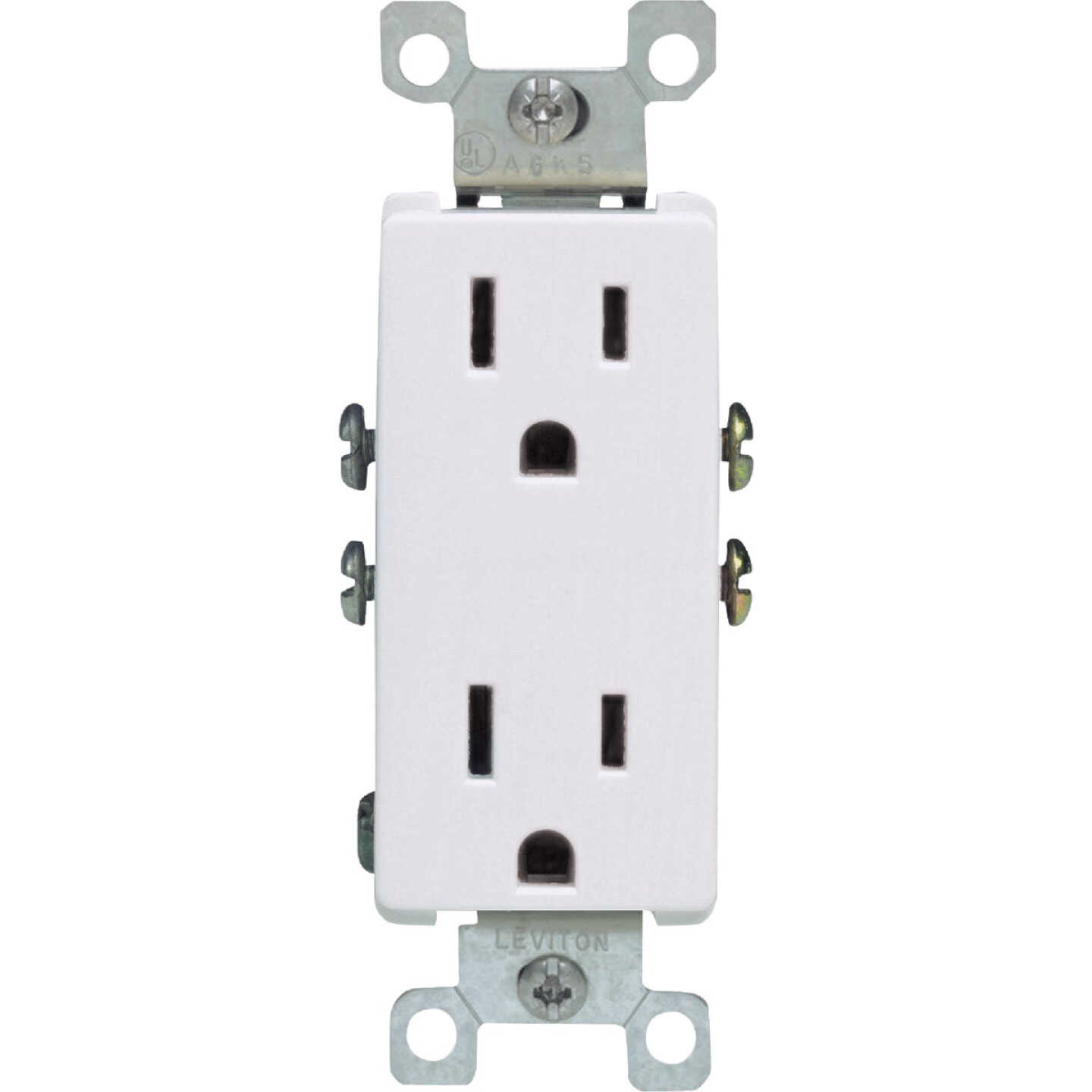 Leviton Decora 15A White Residential Grade 5-15R Duplex Outlet Image 5