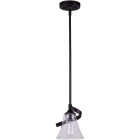 Home Impressions 1-Bulb Oil Rubbed Bronze Incandescent Rod Pendant Light Fixture, Clear Glass Image 1