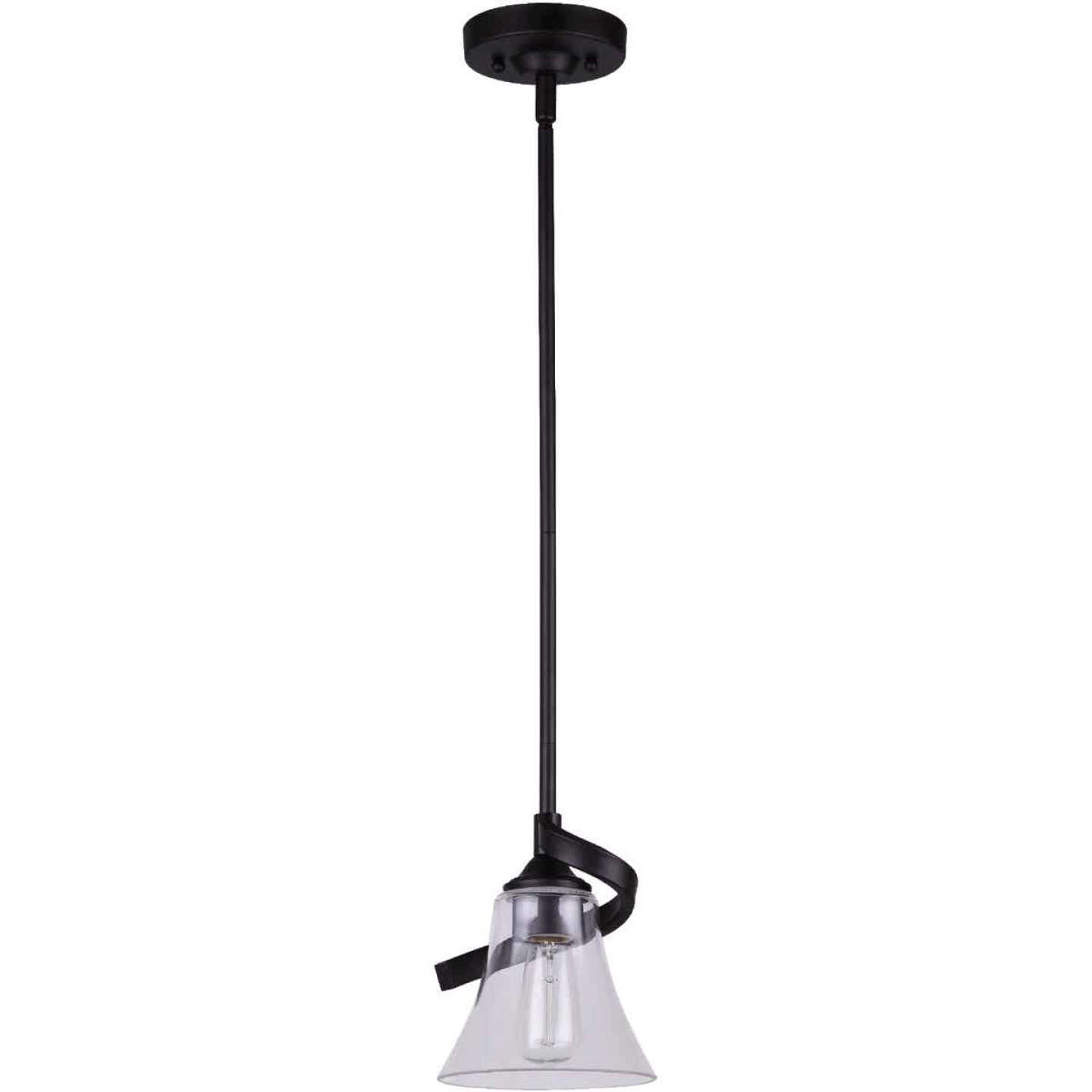Home Impressions 1-Bulb Oil Rubbed Bronze Incandescent Rod Pendant Light Fixture, Clear Glass Image 1
