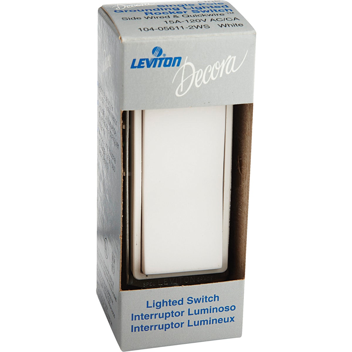 Leviton Decora Residential Grade 15 Amp Rocker Single Pole Switch, White Image 2