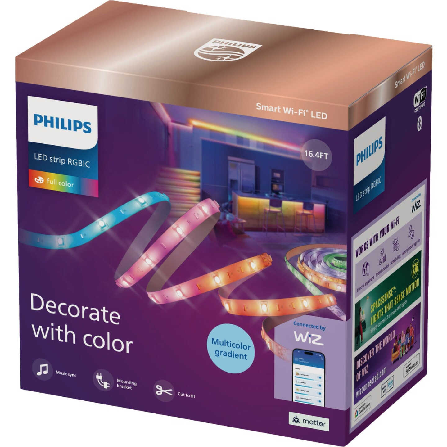 Philips Smart Wi-Fi 16.4 Ft. RGBIC LED Lightstrip Image 1