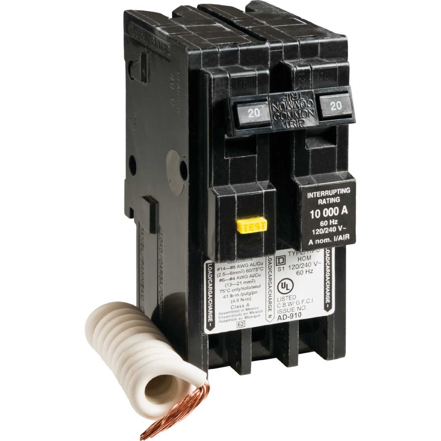 Square D Homeline 20A Double-Pole GFCI breaker Image 1