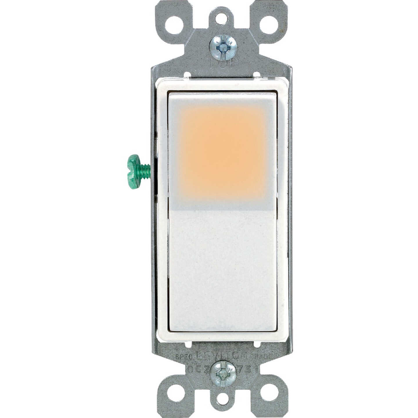 Leviton Decora Illuminated Rocker White 15A Grounded 3-Way Switch Image 1
