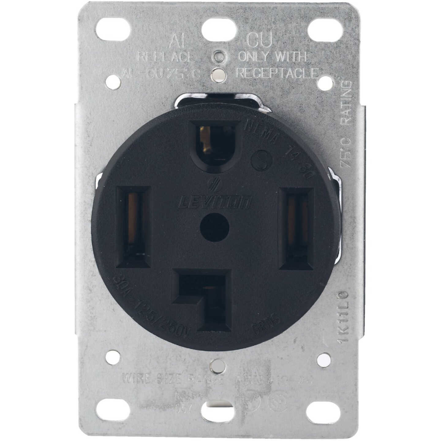 Leviton 30A Flush Mount Black 14-30R 4-Wire Dryer Power Outlet Image 3