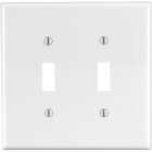 Leviton 2-Gang Thermoplastic Nylon Mid-Way Toggle Switch Wall Plate, White Image 1