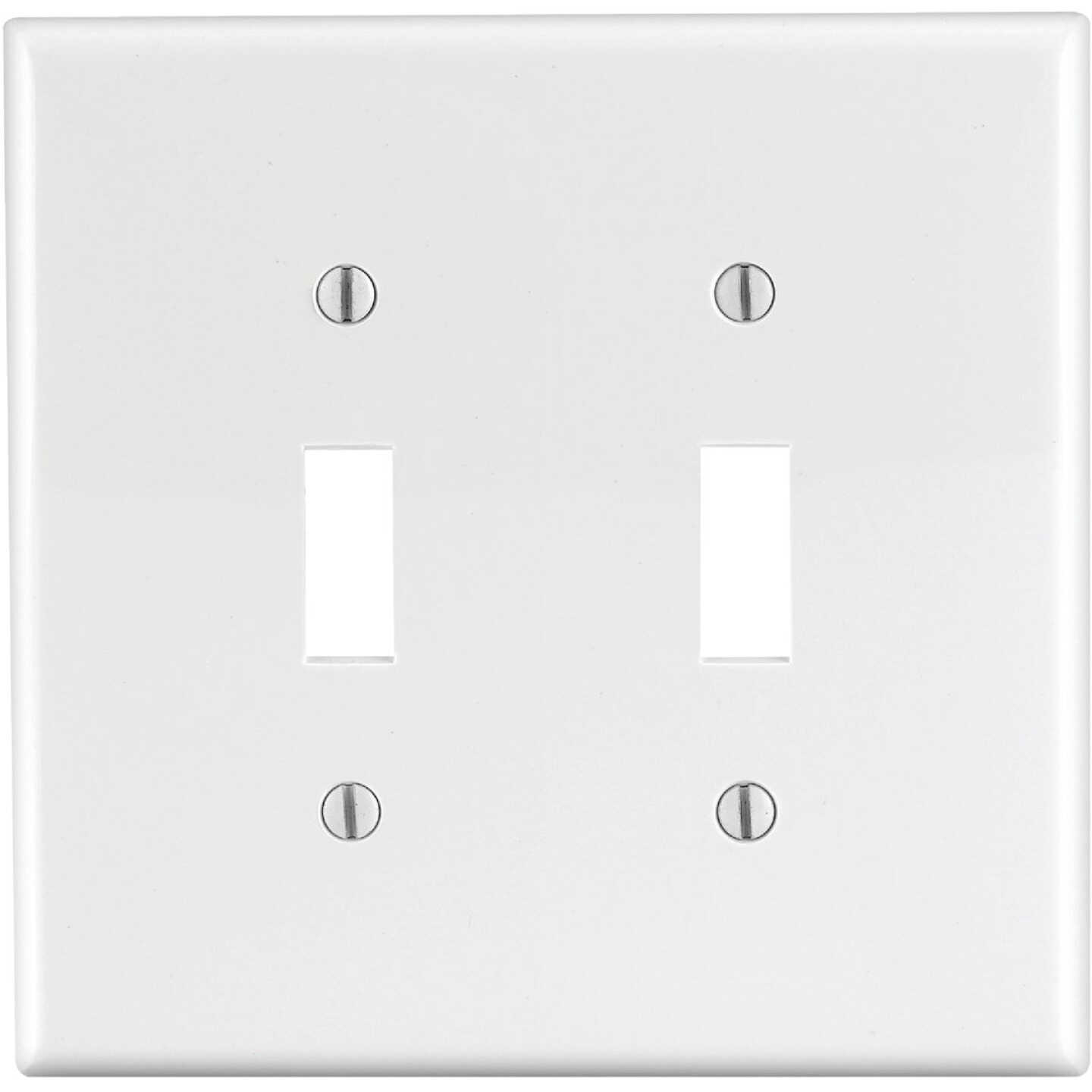 Leviton 2-Gang Thermoplastic Nylon Mid-Way Toggle Switch Wall Plate, White Image 1