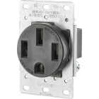 Leviton 50A Flush Mount Black 14-50R Grounding Range Power Outlet Image 1