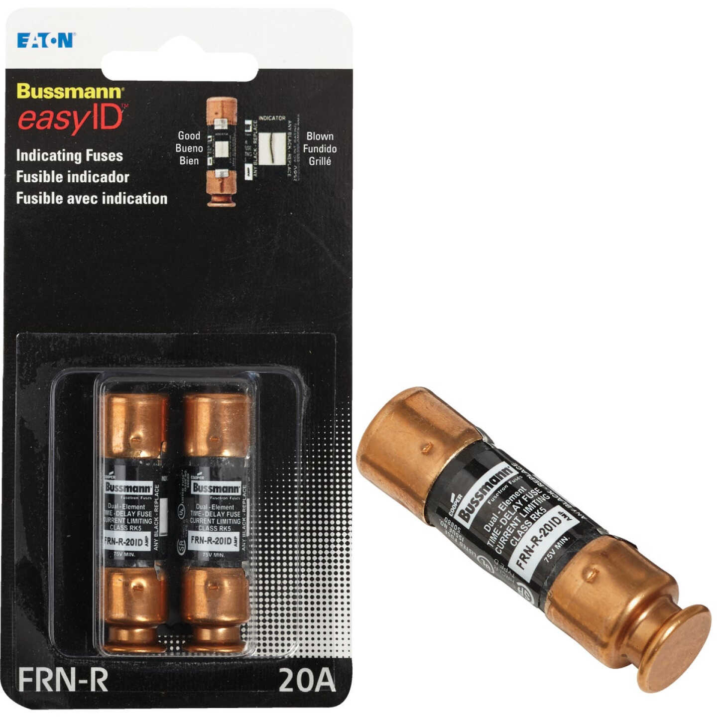 Bussmann 20A FRN-R Cartridge Heavy-Duty Time Delay Cartridge Fuse (2-Pack) Image 1