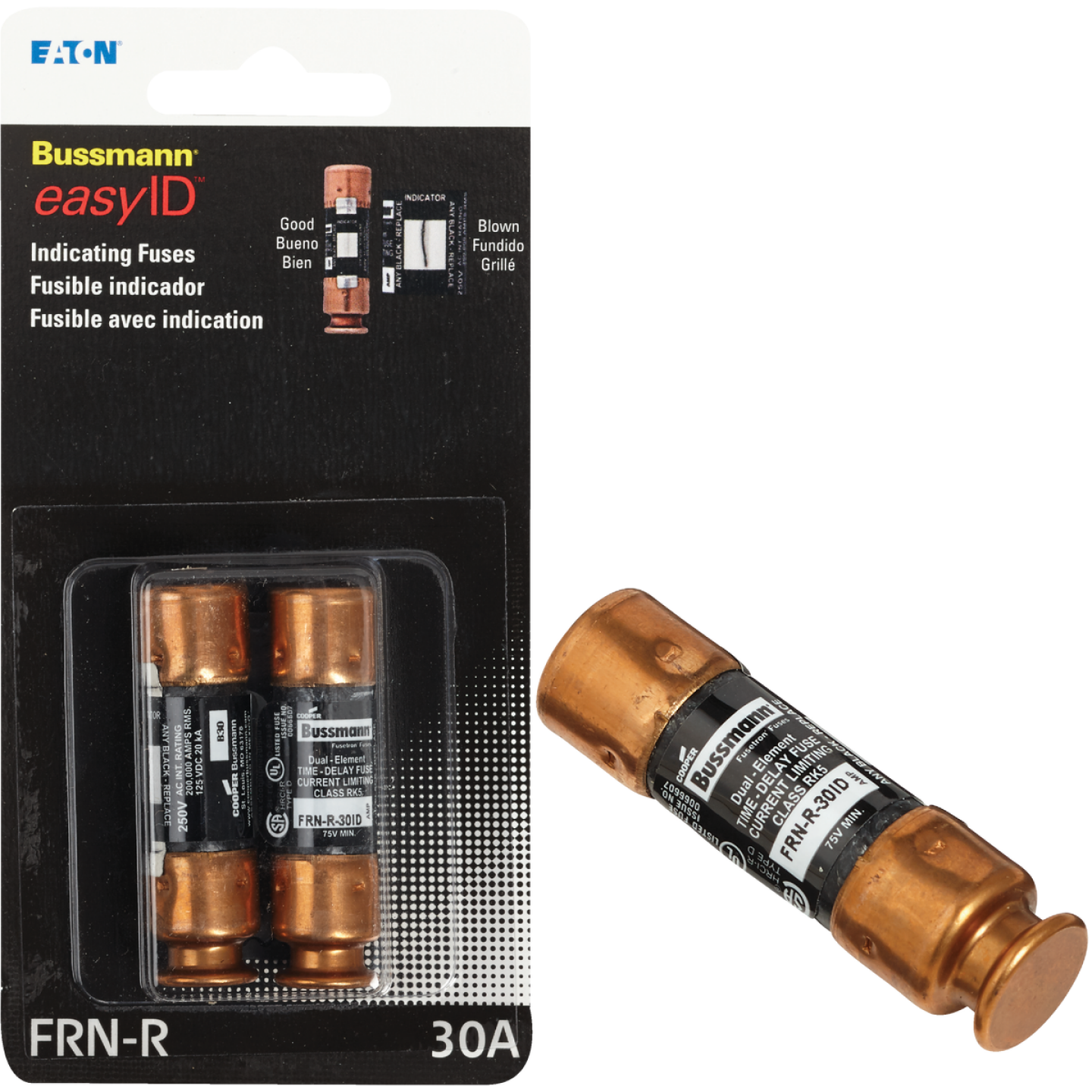 Bussmann 30A FRN-R Cartridge Heavy-Duty Time Delay Cartridge Fuse (2-Pack) Image 1